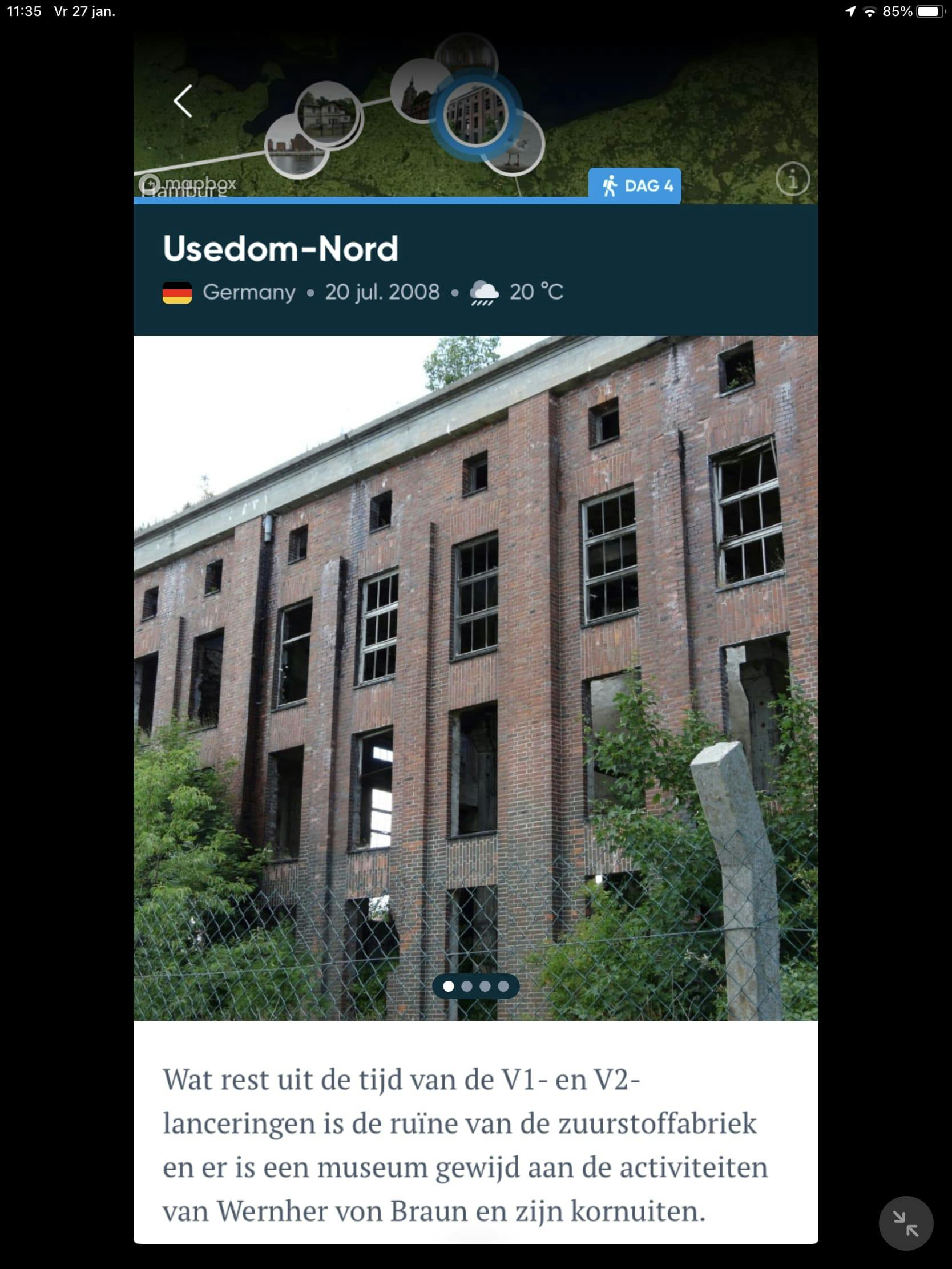 Polarsteps voegt zelf (actuele) weergegevens aan je reisverslag toe.