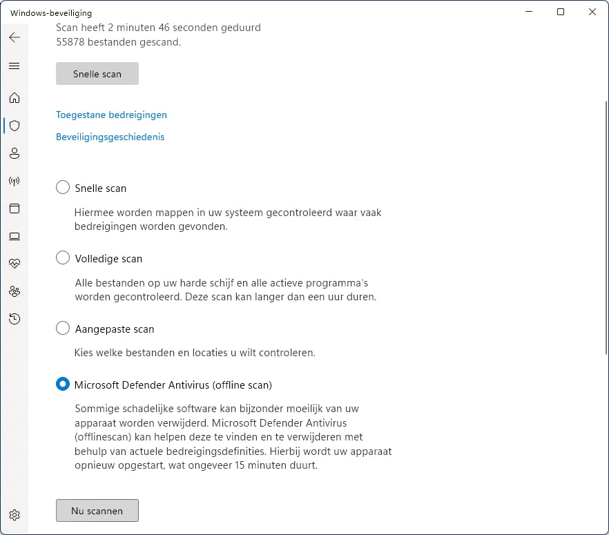 Een grondige scan meteen na het booten.