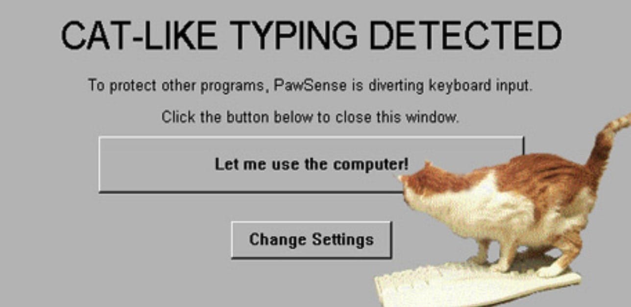 PawSense merkt wanneer de kat op het toetsenbord loopt.