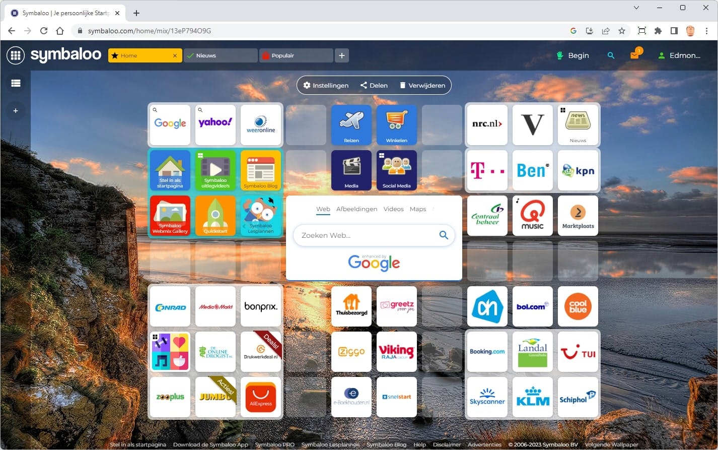 Een webmix is een Symbaloo-pagina met voor elke website die je wilt onthouden, een eigen blokje.