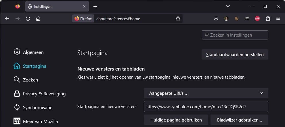 Stel je persoonlijke webmix in als startpagina in elke browser en op elk apparaat.