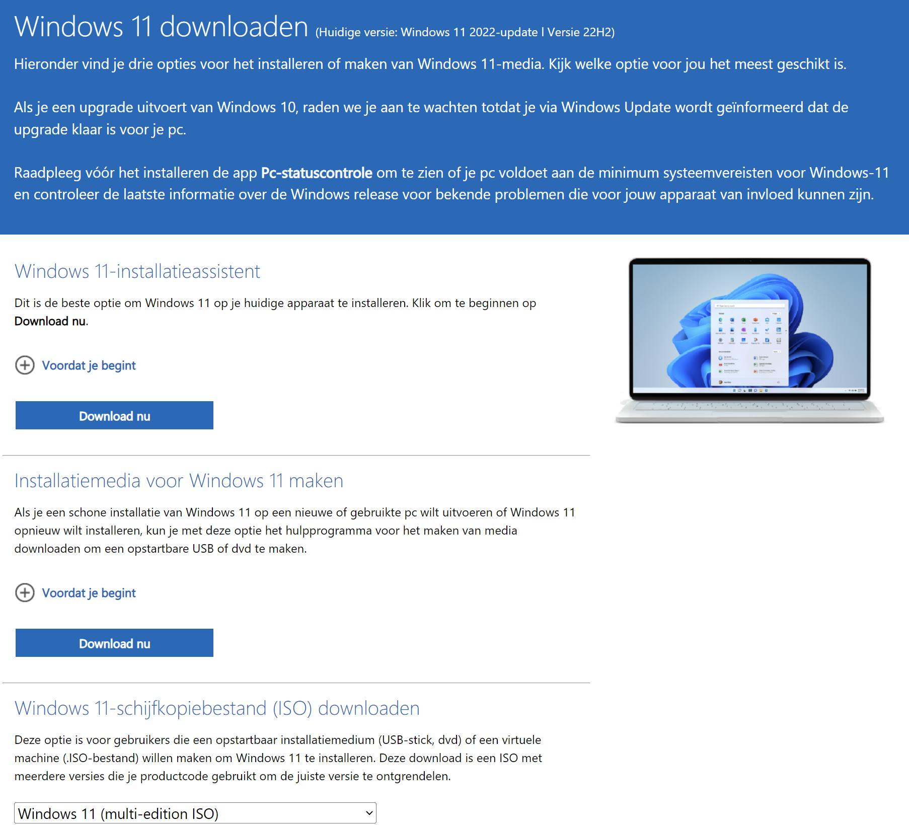 Gebruik de meest recente installatiebestanden van Windows. (Klik op de afbeeldingen voor een betere resolutie.)