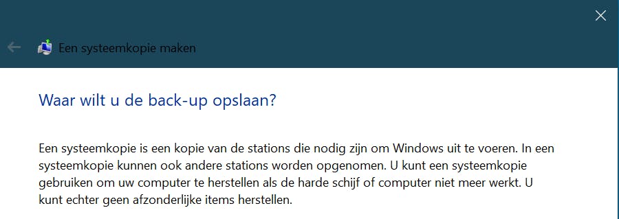 Met Windows 10 kun je ook herstellen met een zelfgemaakte systeemkopie.