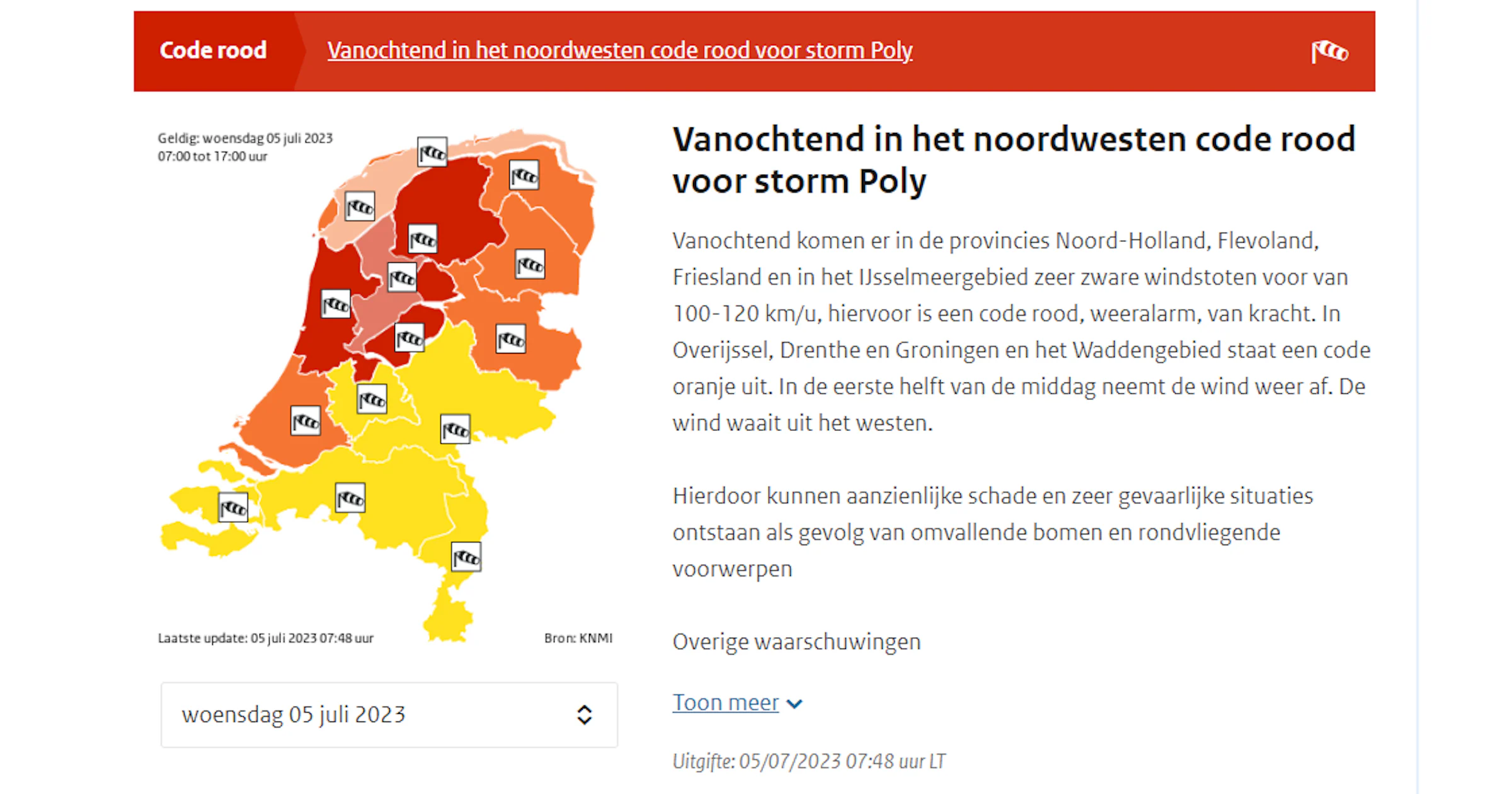 Storm Poly raast over het land: hoe zit het ook alweer met code rood, code oranje en code geel?