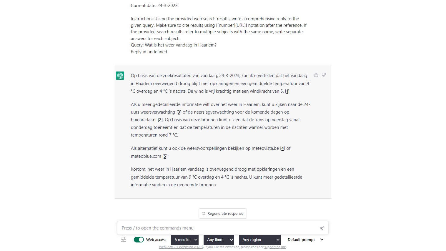 Voorzie ChatGPT van meerdere online bronnen en laat die meenemen in de respons.
