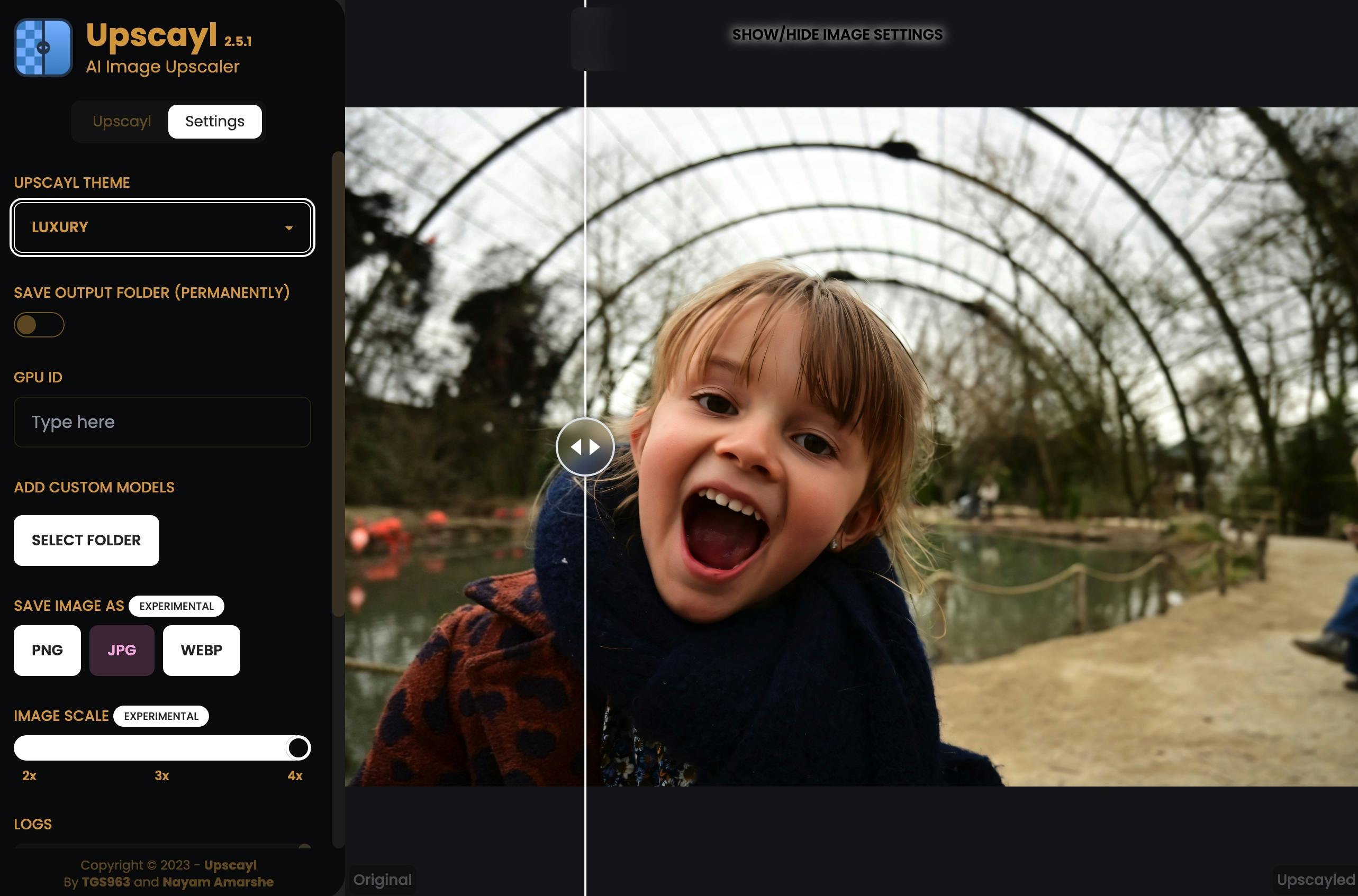 De oorspronkelijke foto staat aan de linkerkant, rechts staat de vergroting.