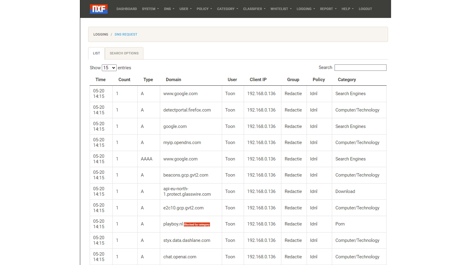 Oeps! Toon is één keer tegen een filter aangelopen.