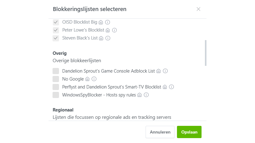Een blokkeerlijst toevoegen is een kwestie van een vinkje plaatsen.