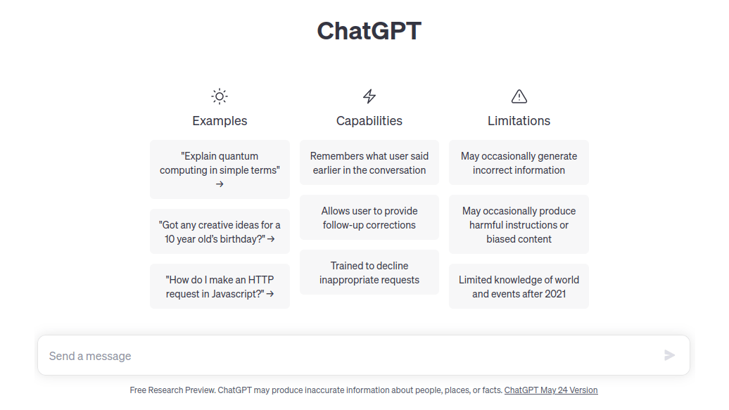 Op de website van ChatGPT voer je eenvoudig conversaties met de chatbot.