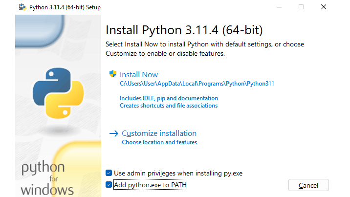 Installeer Python en voeg python.exe aan je pad toe.