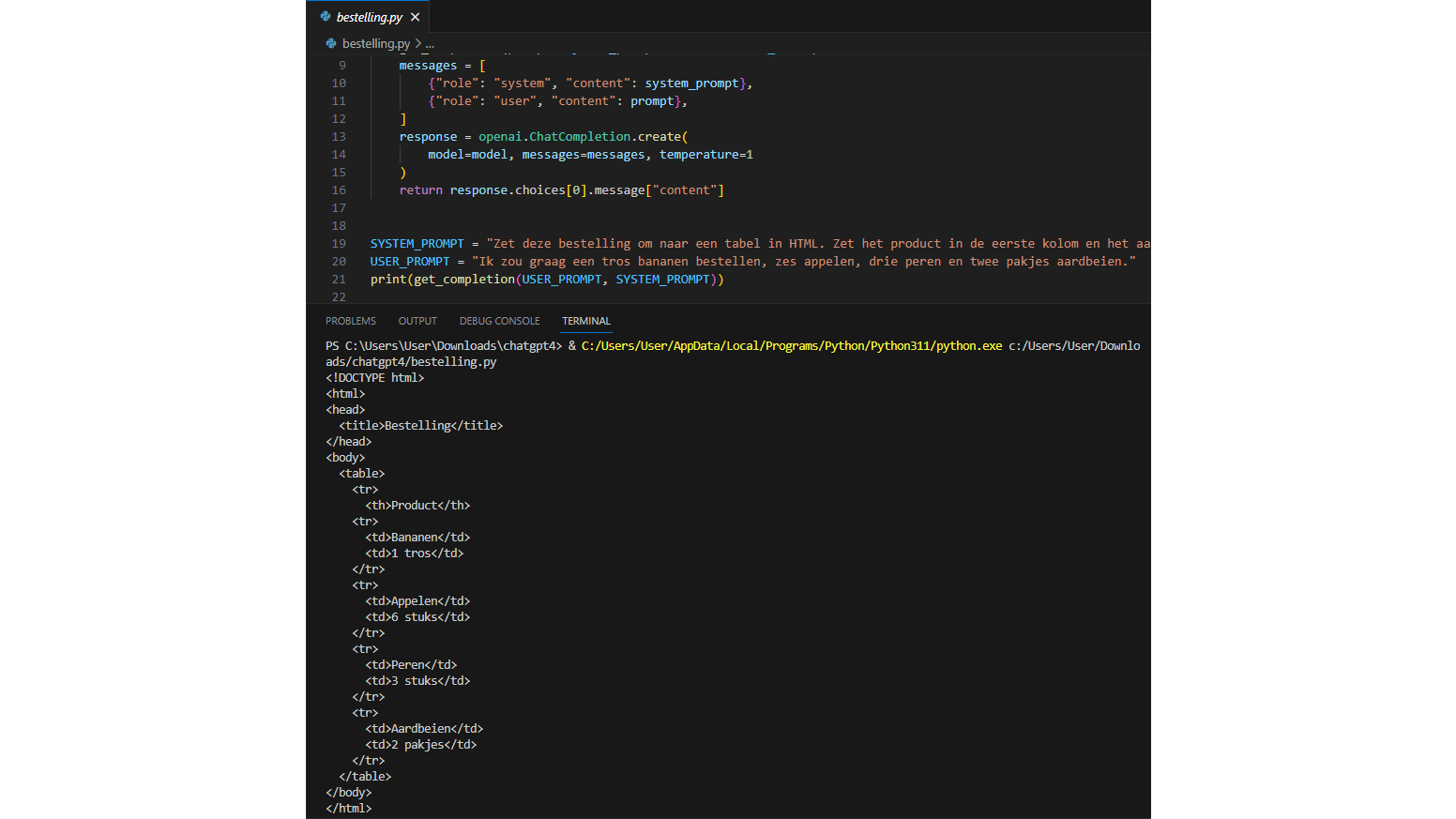 Maak een HTML-tabel op basis van een tekst.
