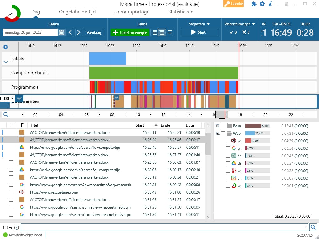 ManicTime registreert en analyseert nauwgezet je computergebruik.