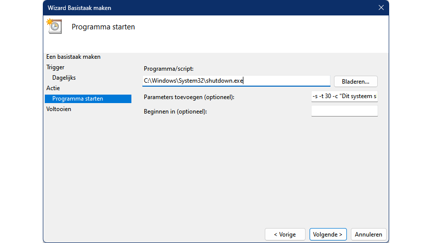 Een handige wizard helpt je bij het samenstellen van een basistaak.
