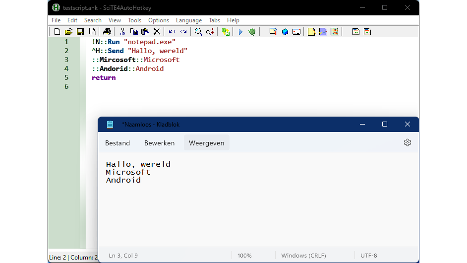 Dit is slechts een zeer eenvoudig voorbeeld van wat je met AutoHotkey-scripts aankunt.