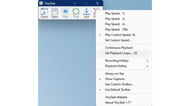 Je kunt onder meer de afspeelsnelheid en -frequentie van je macro’s instellen.
