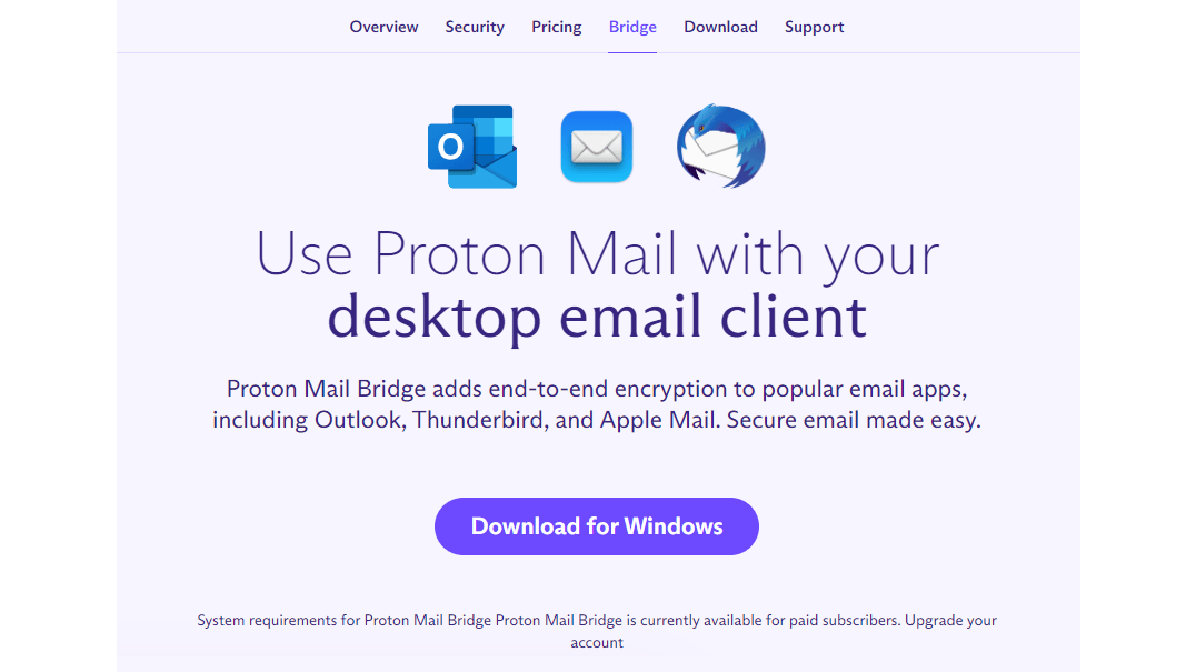 Laat je vertrouwde e-mailprogramma samenwerken met Proton.