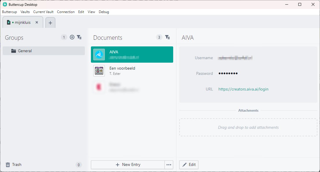Je kunt websites rechtstreeks vanuit je kluis openen.