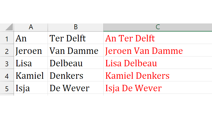 Snel aanvullen combineert de gegevens aan de hand van het voorbeeld dat je hebt gegeven.