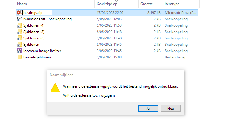 Negeer de waarschuwing dat het bestand onbruikbaar wordt.