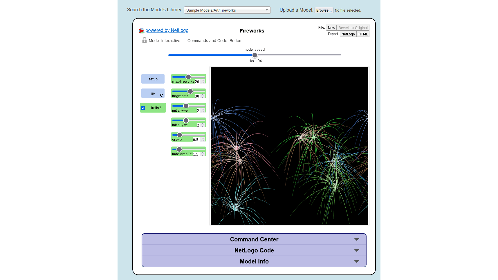 Een eenvoudig programma dat het ontploffen van vuurwerk nabootst.