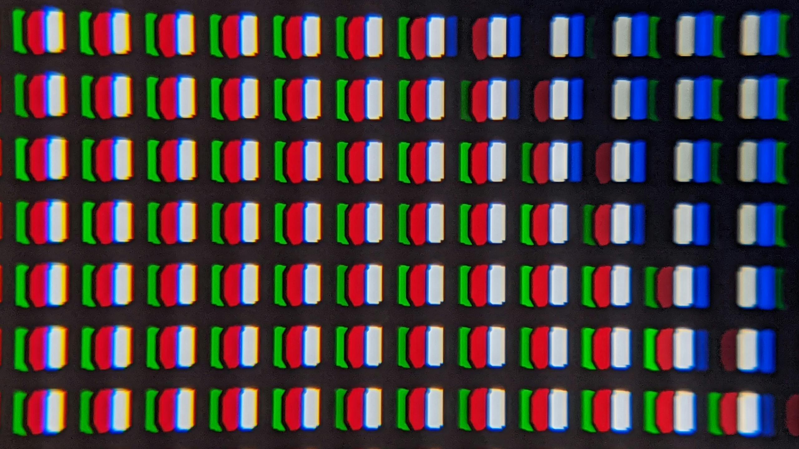 Een macrofoto van een WOLED-scherm.