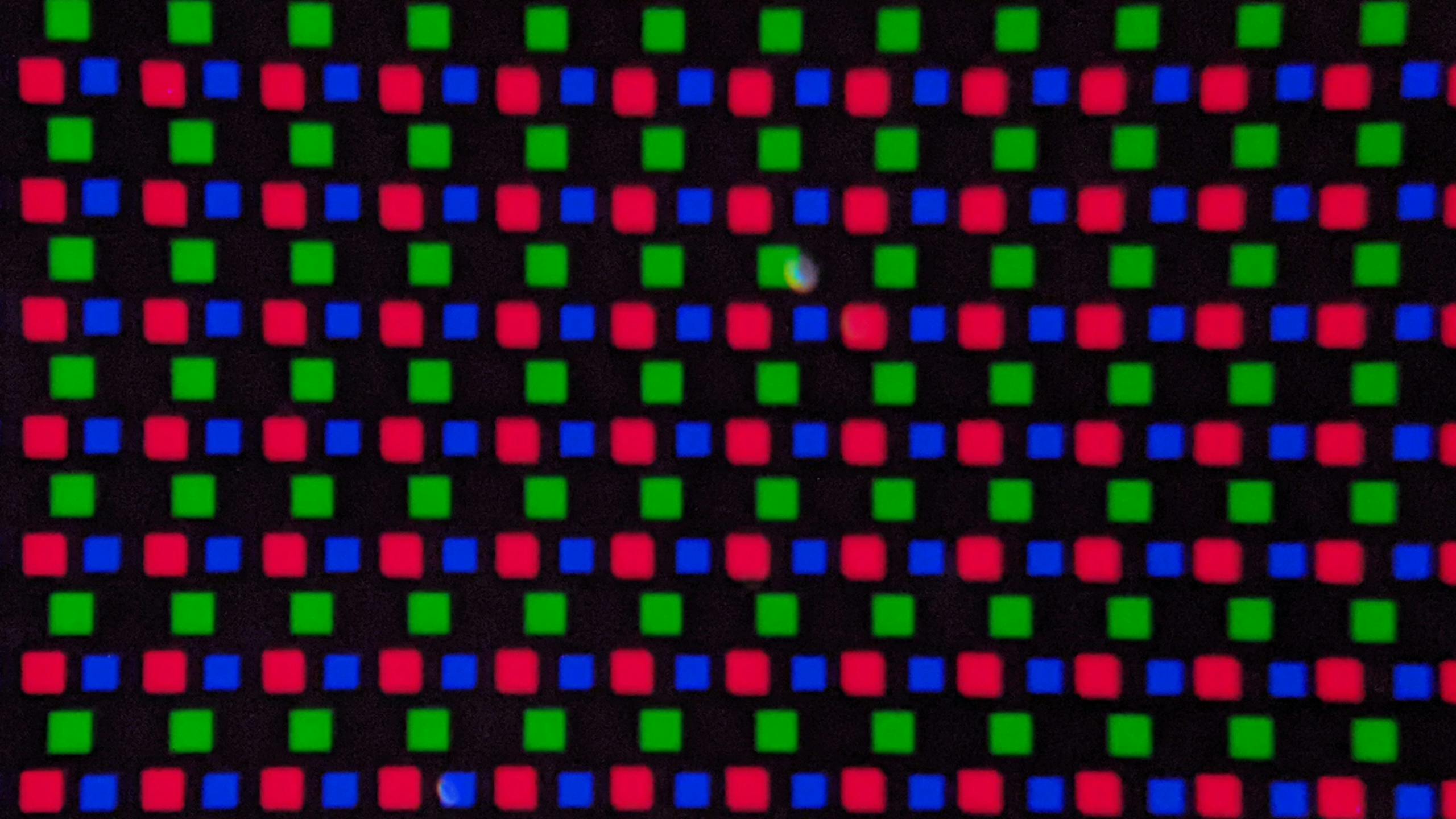 Macrofoto van een QDOLED-scherm.