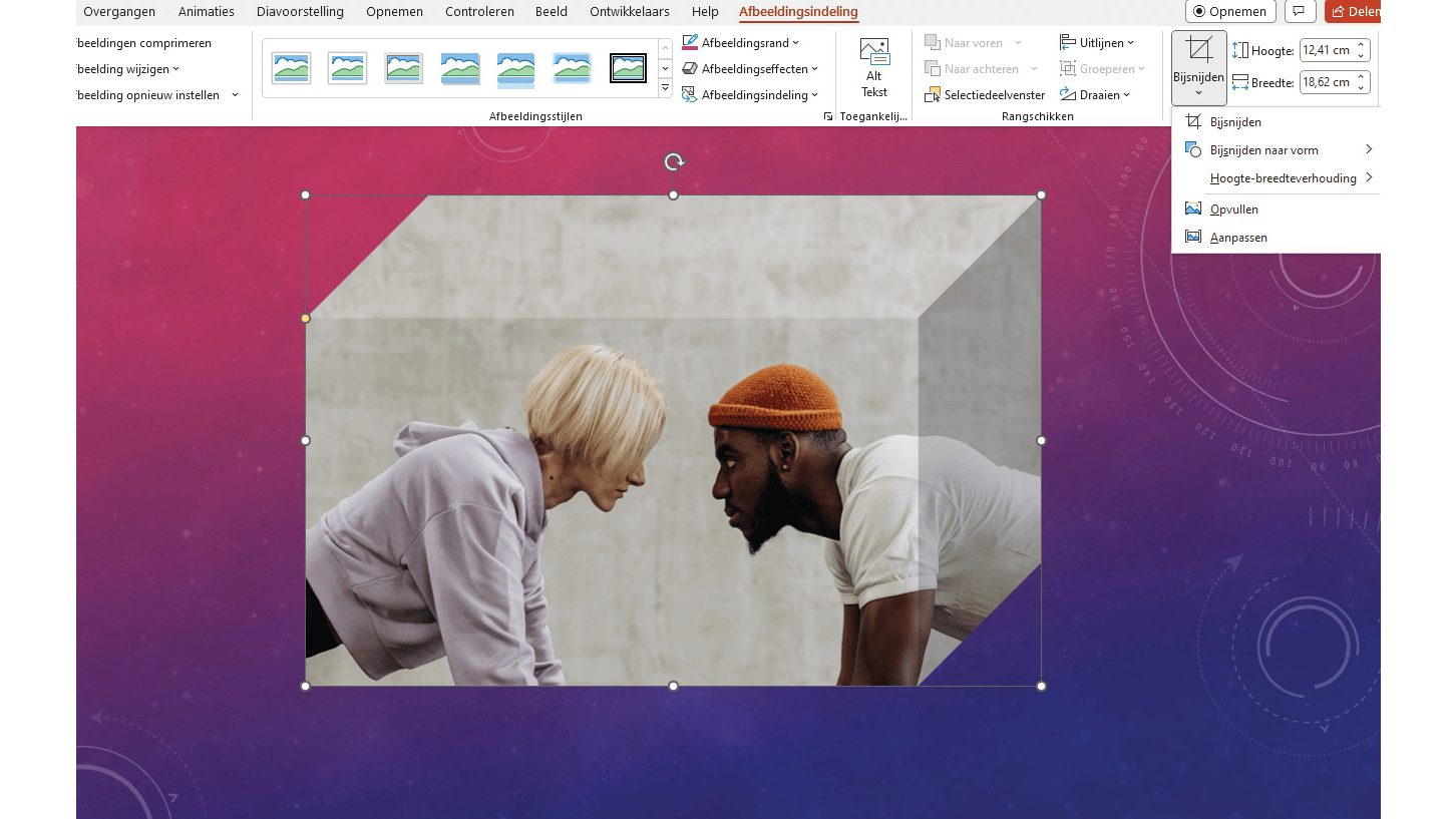 Hier hebben we de afbeelding uitgesneden met de basisvorm Kubus.