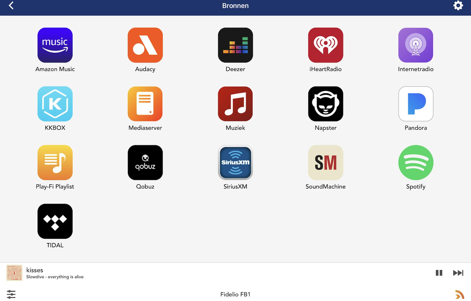 Screenshot van de Philips Sound-app.