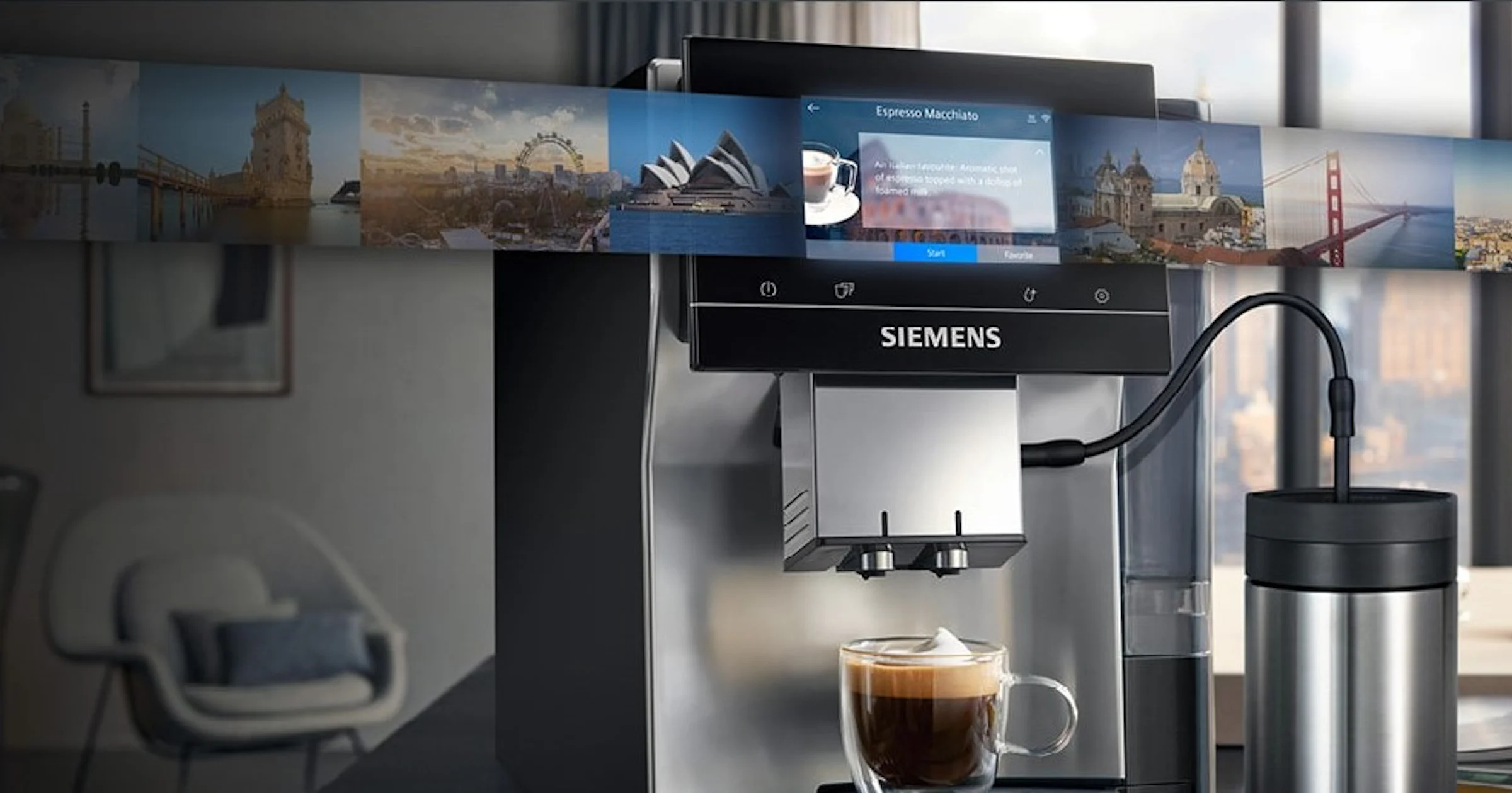 Wat een keus: met de Siemens TP705R01 proef je tot 29 koffiespecialiteiten!