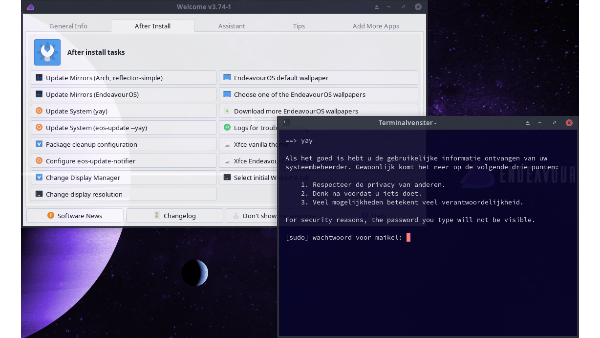 Vanuit het beginscherm installeer je eenvoudig nieuwe updates.