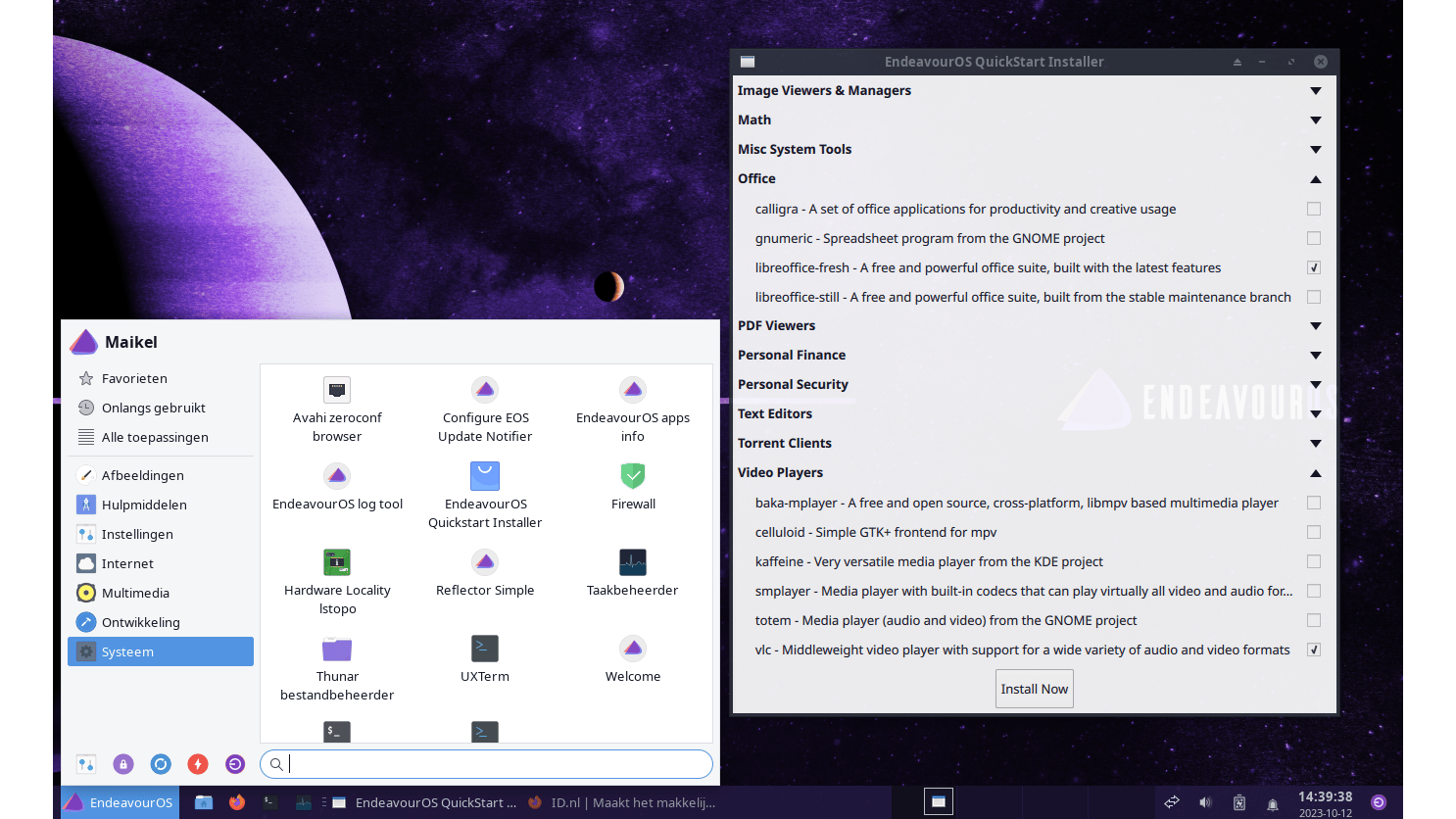 Je installeert in EndeavourOS in één klap diverse nuttige programma’s.