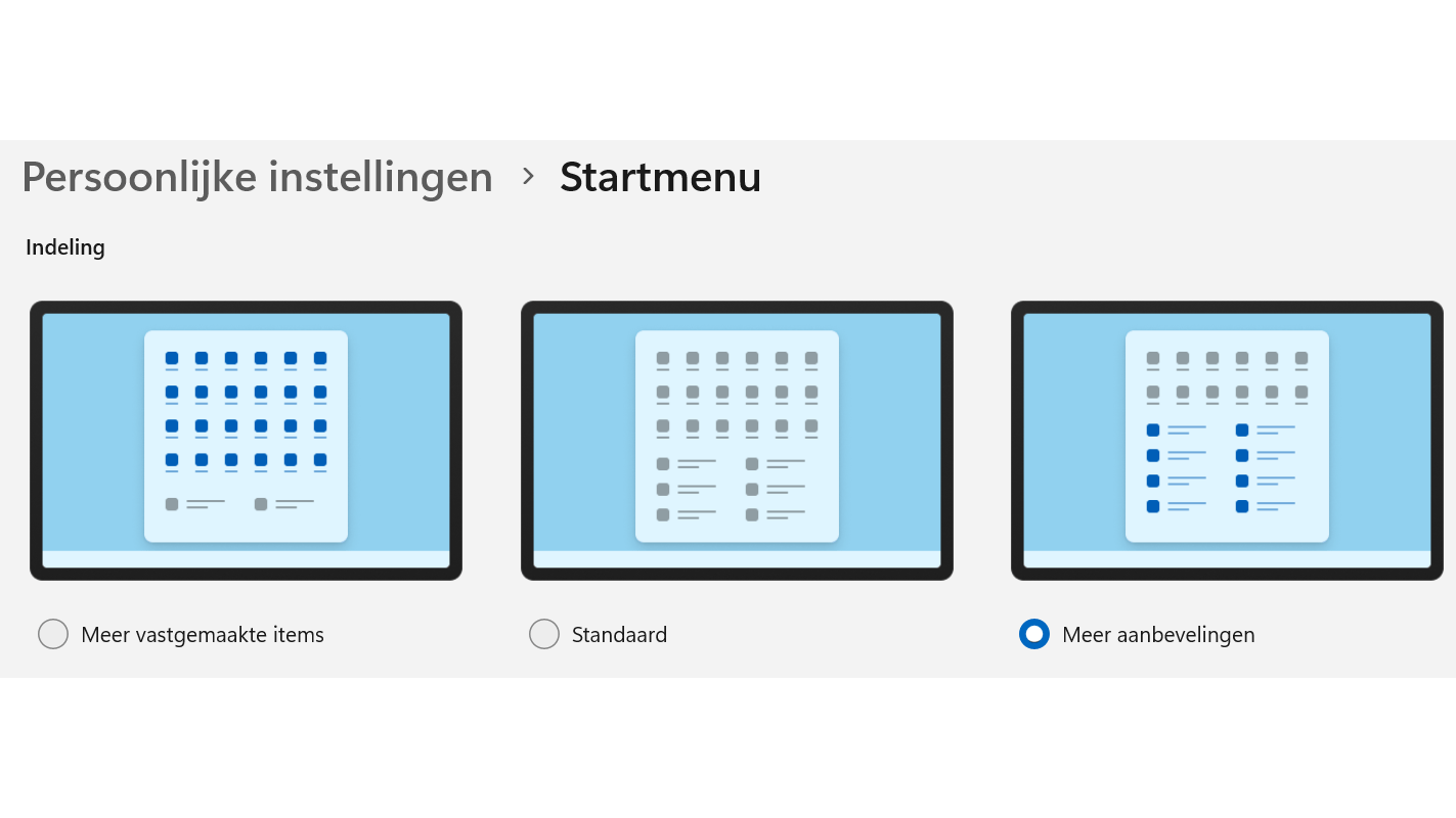 Het Startmenu kun je uitgebreider configureren dan in de eerste uitgaven.