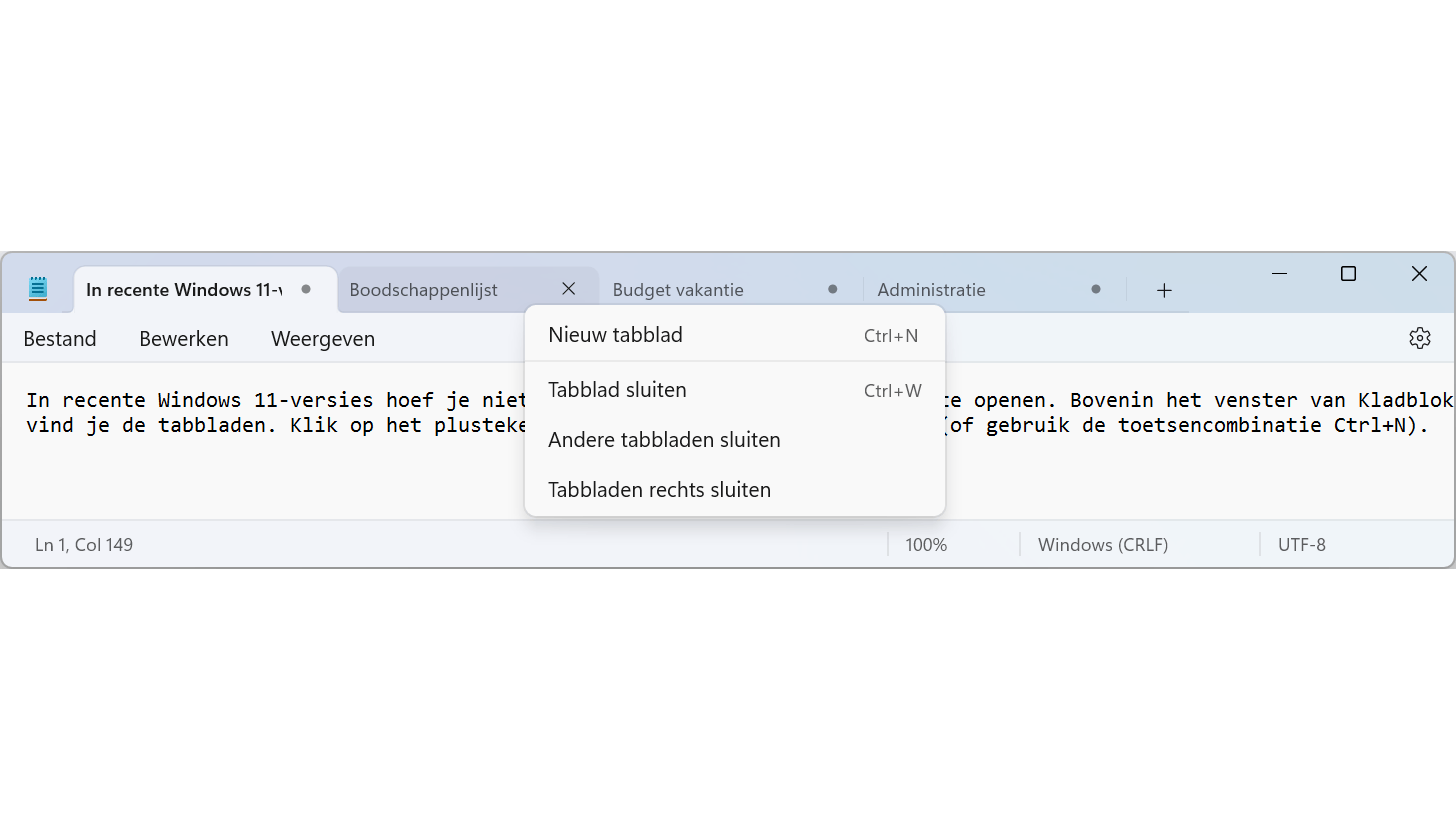 Heb je de ondersteuning van tabbladen in Kladblok al gezien?