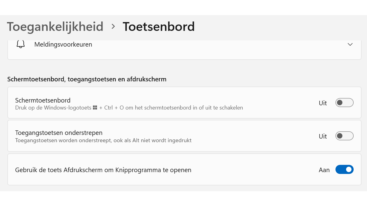 Bepaal zelf het gedrag van de PrtScn-toets.