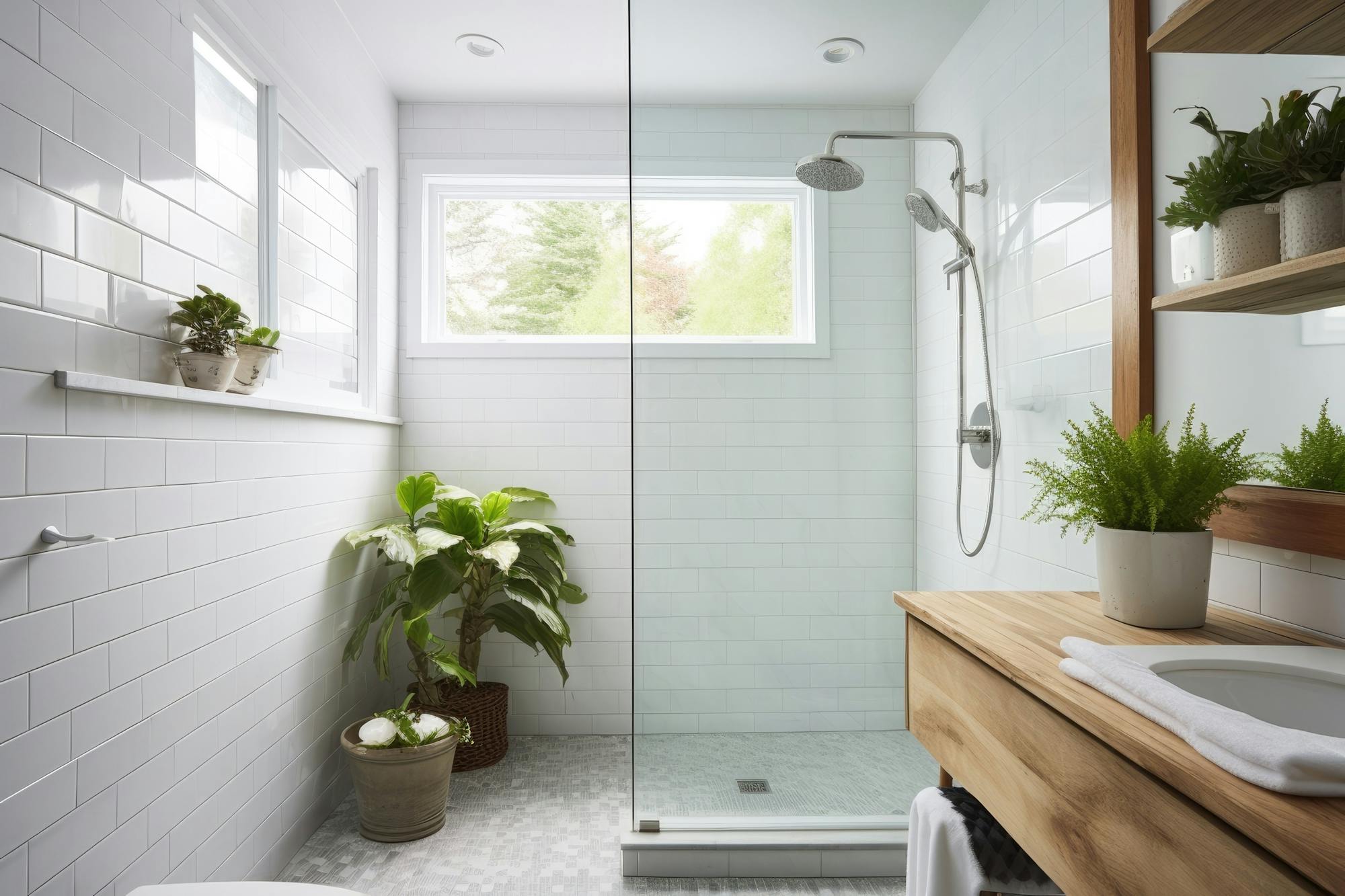 Badkamer met veel planten