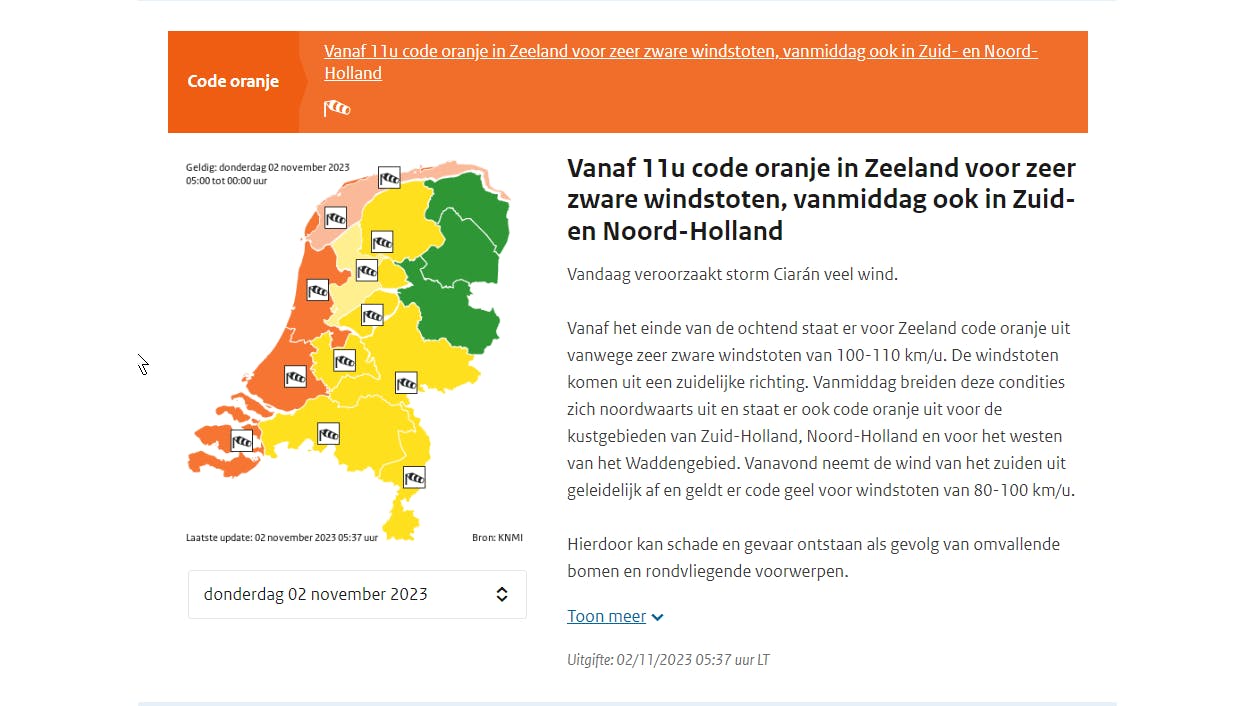 Het stormt! Hoe zit het ook alweer met code rood, code oranje en code geel?