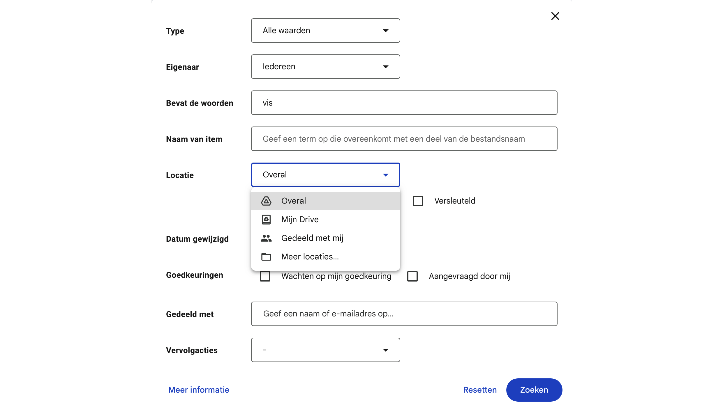 Geef de locatie in waar je wilt zoeken.