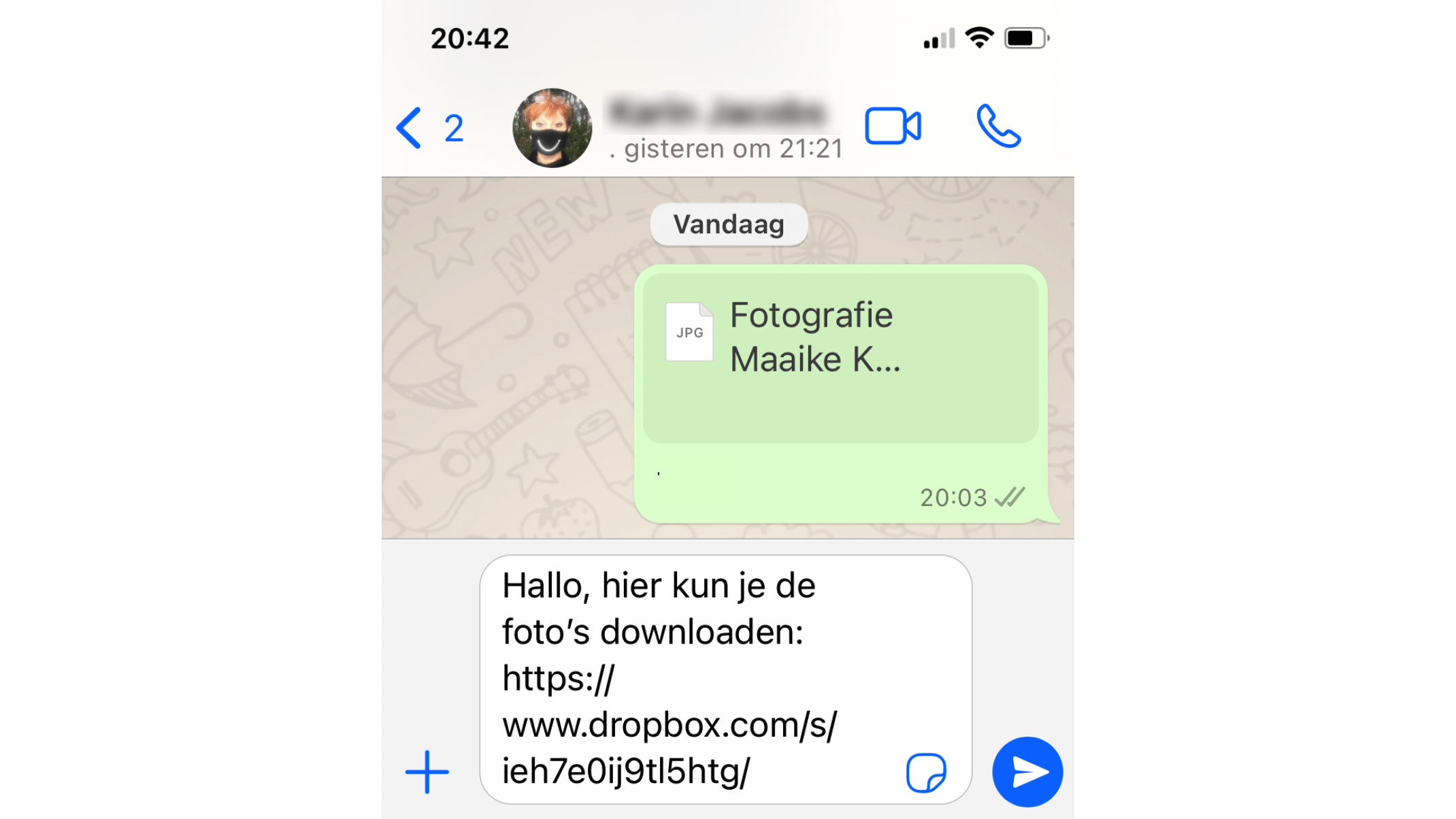Verstuur de link en laat de ontvanger het mediabestand downloaden.