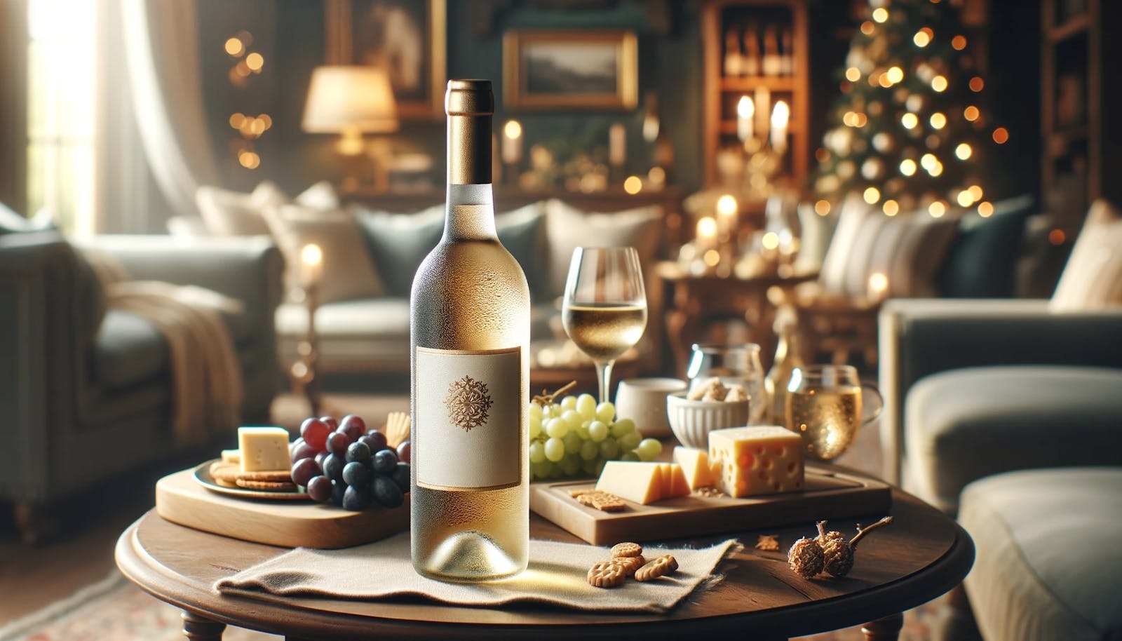 Fles gekoelde witte wijn