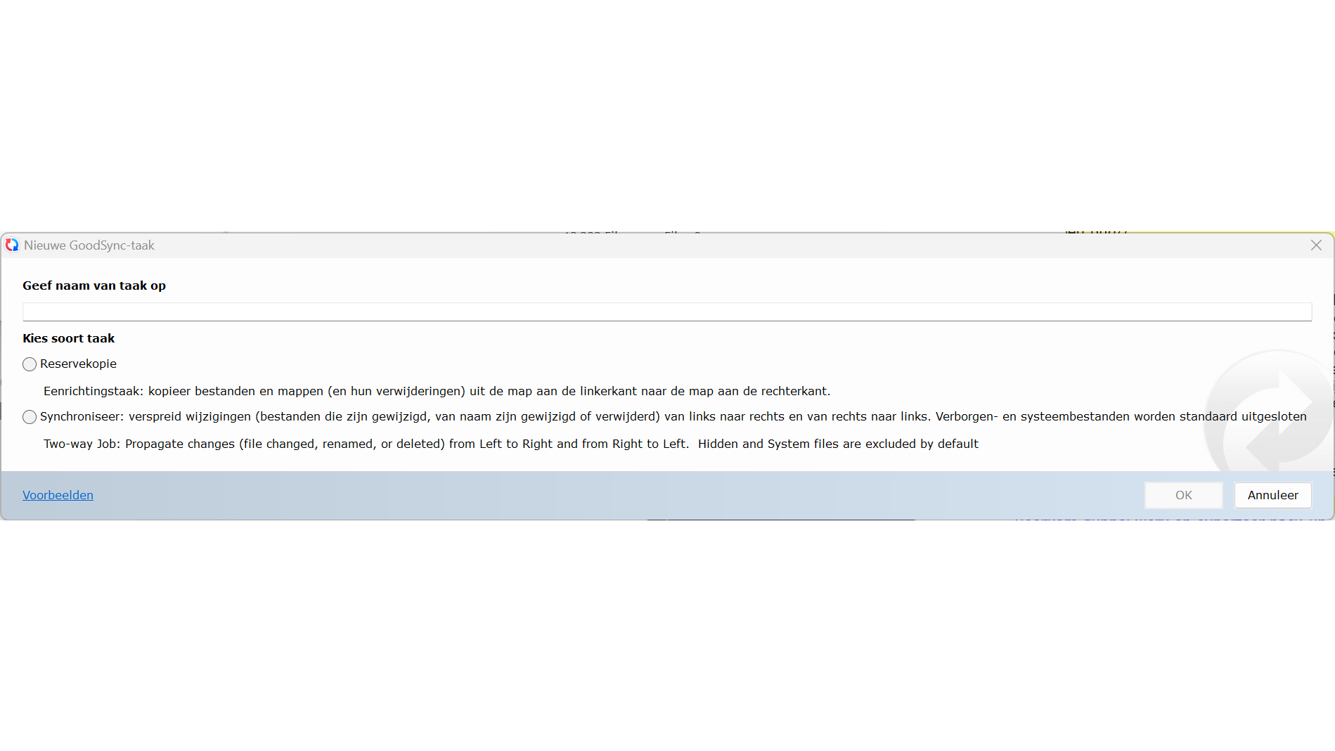 Wil je een reservekopie of een synchronisatie instellen?