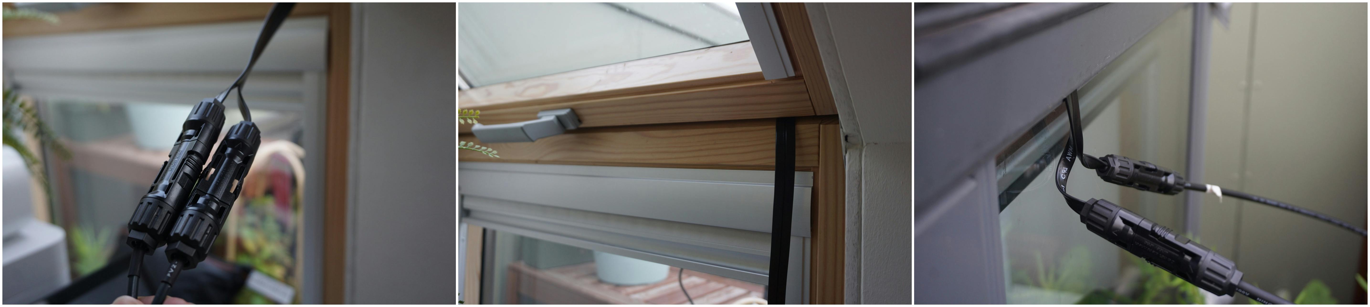 De platte kabel past moeiteloos tussen een kozijn.