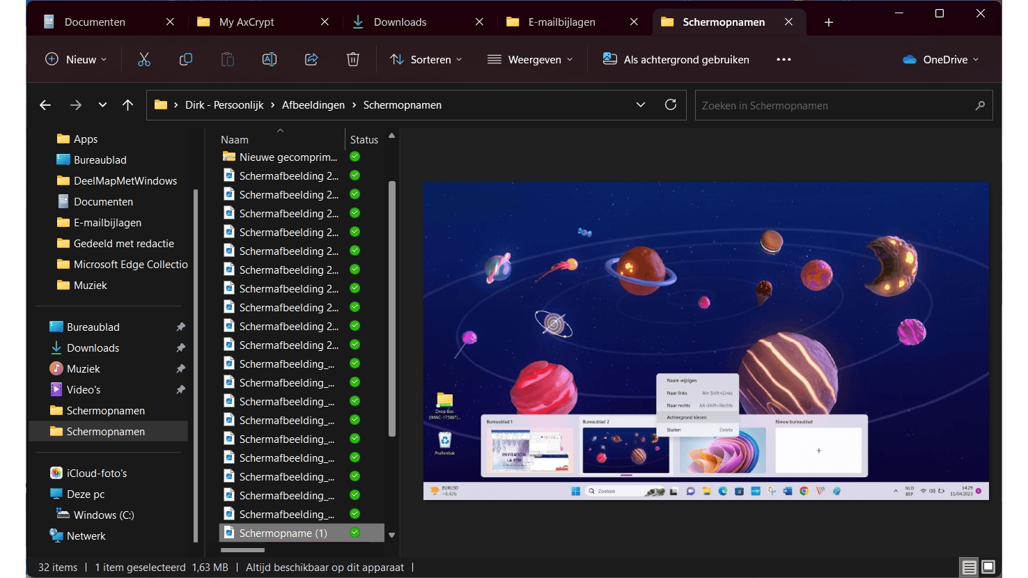 Je maakt het voorbeeldvenster zo groot en zo klein als je wilt.