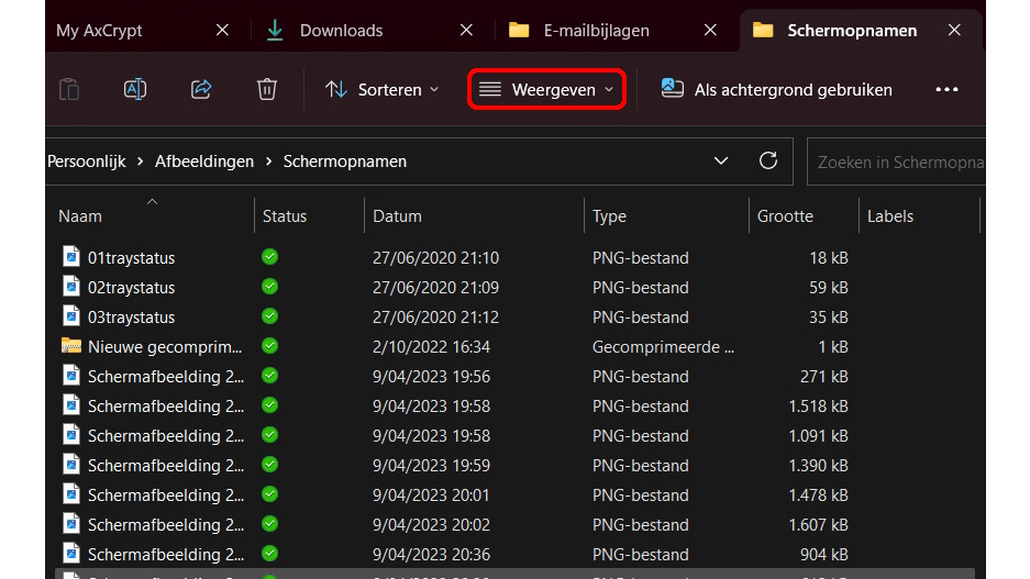 Eerst moet je de optie Beeld of Weergaven selecteren.