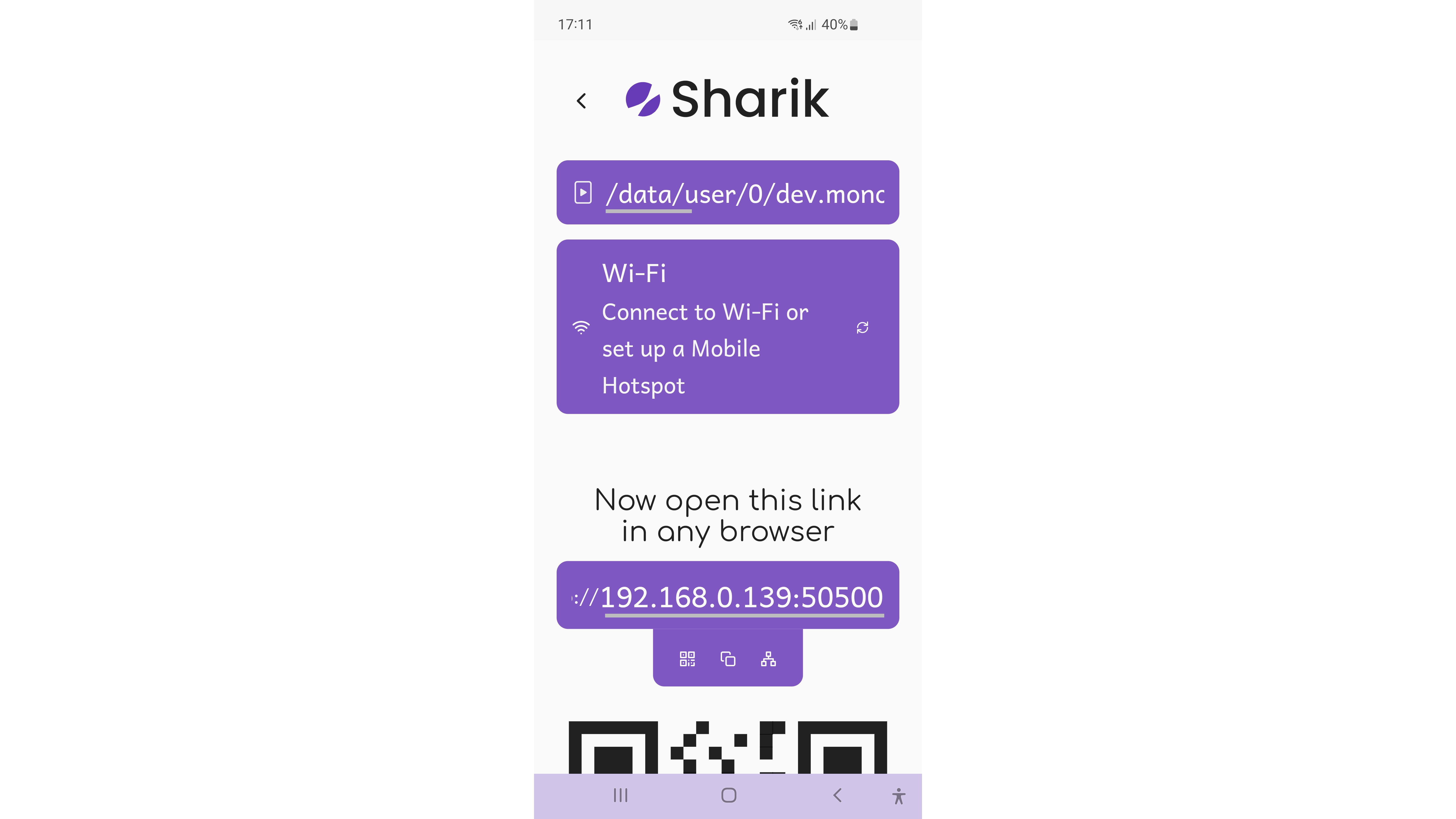 Sharik is een eenvoudige app om via wifi data uit te wisselen.