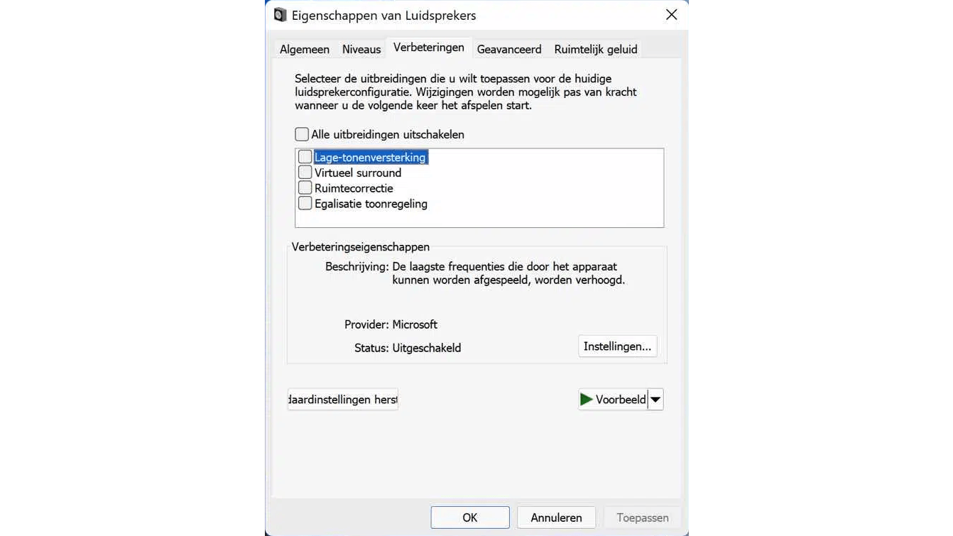 Per apparaat kun je nog vier verbeteringen inschakelen.