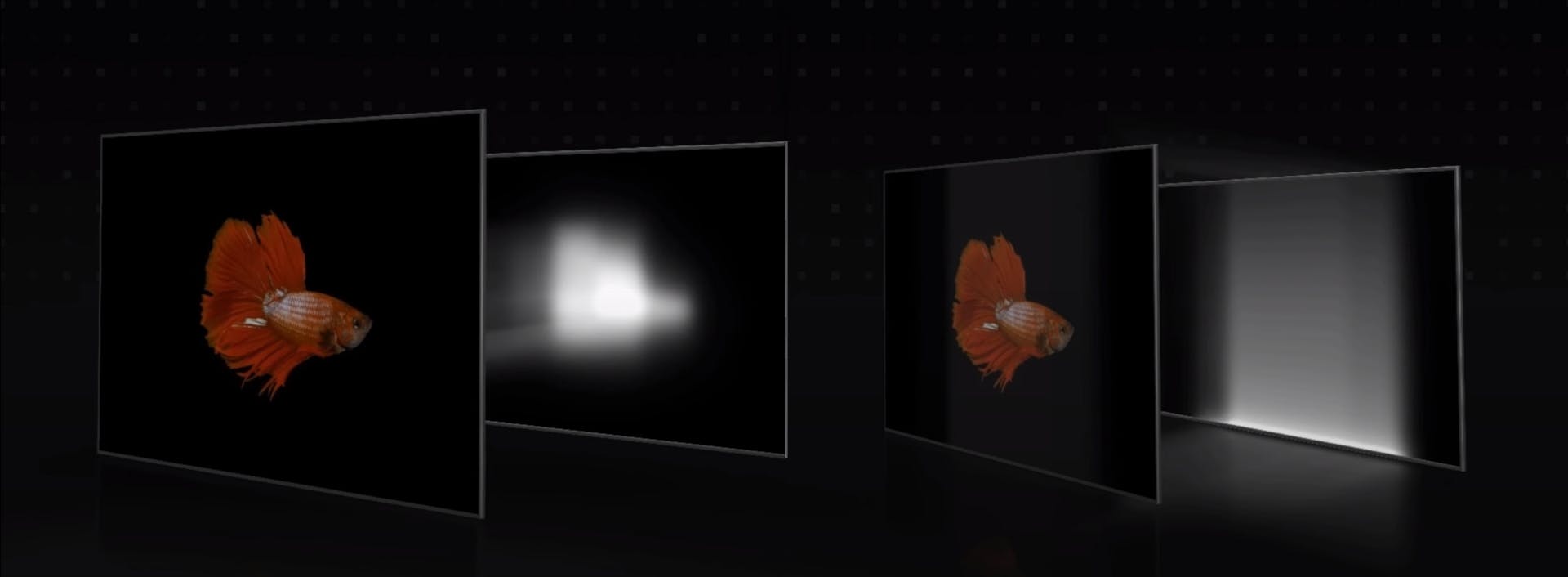 Eem voorbeeld waarin het verschil tussen Full Array en Edge-Lit wordt verduidelijkt. Links: Full Array en rechts Edge-Lit.