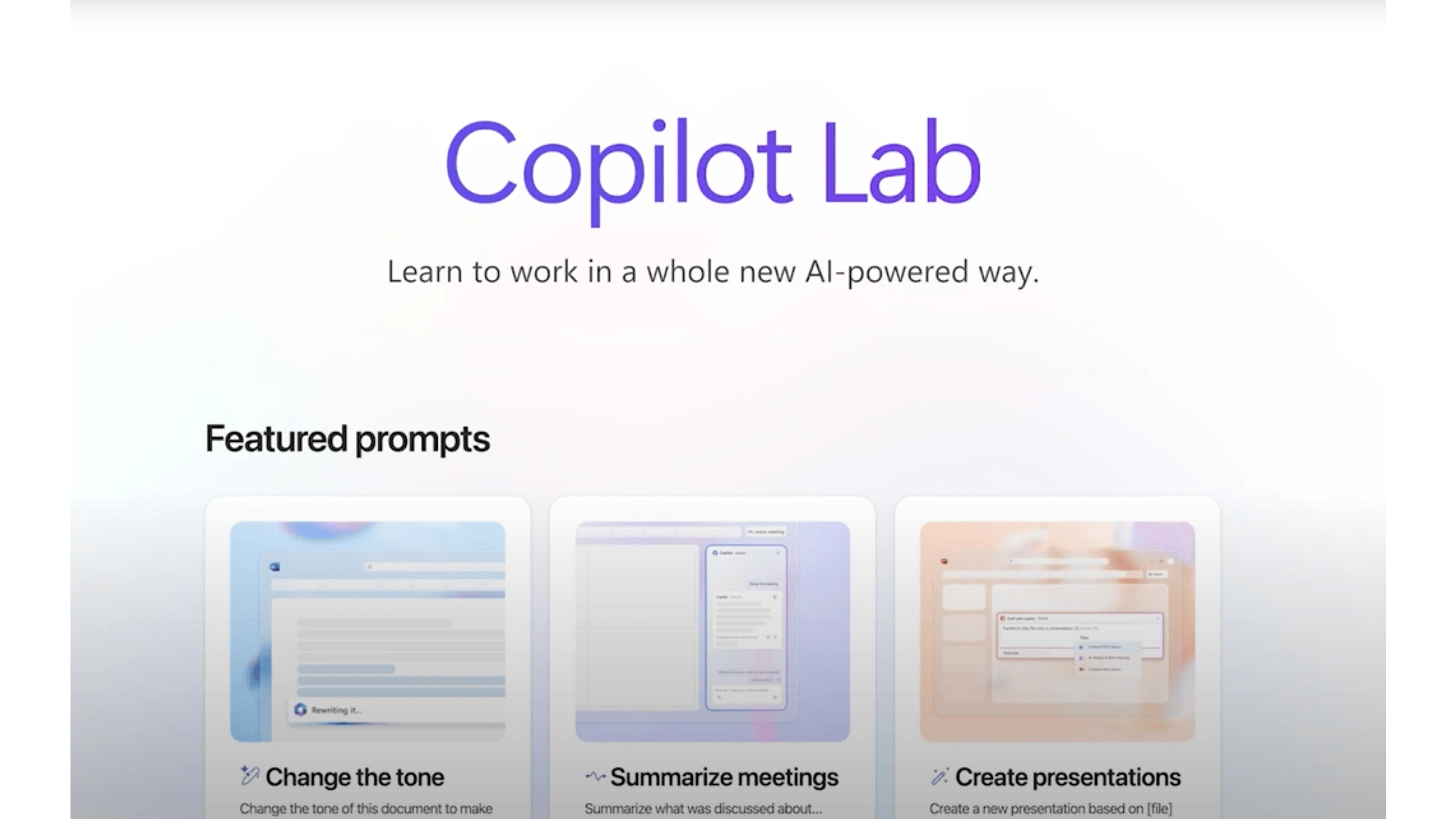 Copilot Lab leert je om efficiënte opdrachten voor Microsoft 365 Copilot te schrijven.