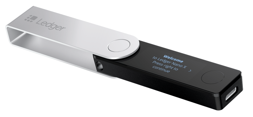 Via knopjes op een hardware-wallet kun je transacties ondertekenen.