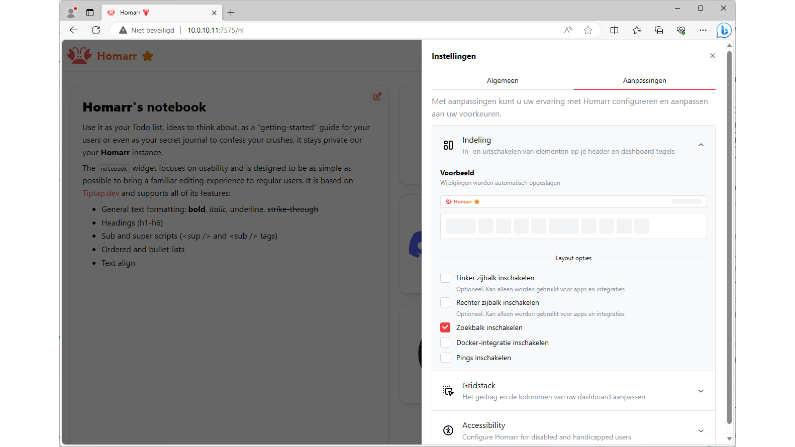 Via de instellingen kun je onder meer het gedrag en uiterlijk instellen.
