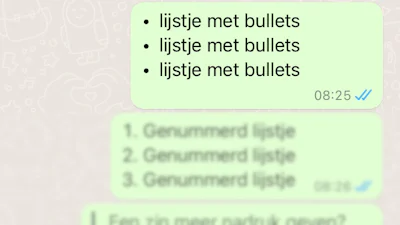 Nieuw: zo maak je lijstjes in WhatsApp